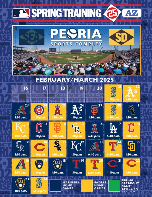 Padres', Mariners' spring training schedules announced Peoria Independent